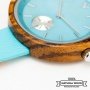 Iris - Wristwatch in wood, turquoise mother-of-pearl and genuine leather