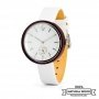 Aura - Wristwatch in wood, white mother-of-pearl and genuine leather
