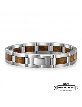Brown Wolf - Wooden and stainless steel bracelet