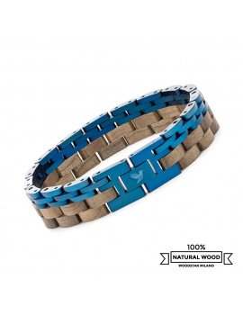 Blue Bear - Wooden and stainless steel bracelet