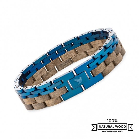Blue Bear - Wooden and stainless steel bracelet