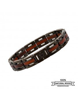 Black Lama - Wooden and stainless steel bracelet