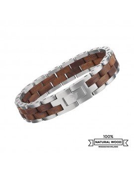 Silver Alligator - Wooden and stainless steel bracelet