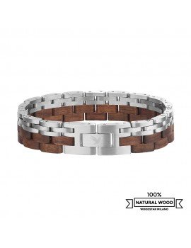 Silver Bear - Wooden and stainless steel bracelet