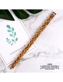 Snake - Bracciale in Legno Zebrano e Acciao Inox